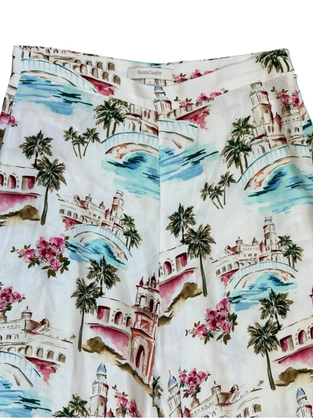 Favorite Daughter The Friday Pant High Rise Wide Leg Coastal Euro Print Pants 8